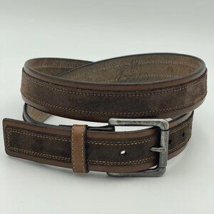 Johnston & Murphy 1850 Grain Suede Overlay Belt Size 40 Brown USA Preppy Casual